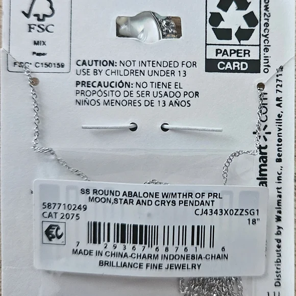 Brilliance Sterling Silver Moon Pendant Necklace - Picture 2 of 2